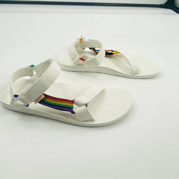 Teva Original Universal Pride White Rainbow Sandals Size 13 - Picture 4 of 7